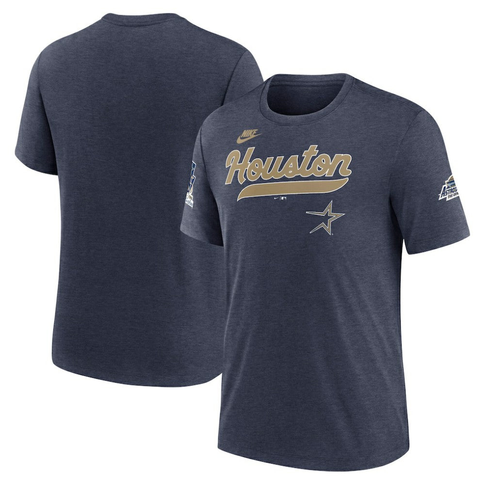 Houston Astros Cooperstown Collection Eras Tri-Blend T-Shirt Heather Navy