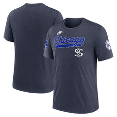 Chicago White Sox Cooperstown Collection Eras Tri-Blend T-Shirt Heather Navy