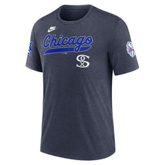 Chicago White Sox Cooperstown Collection Eras Tri-Blend T-Shirt Heather Navy