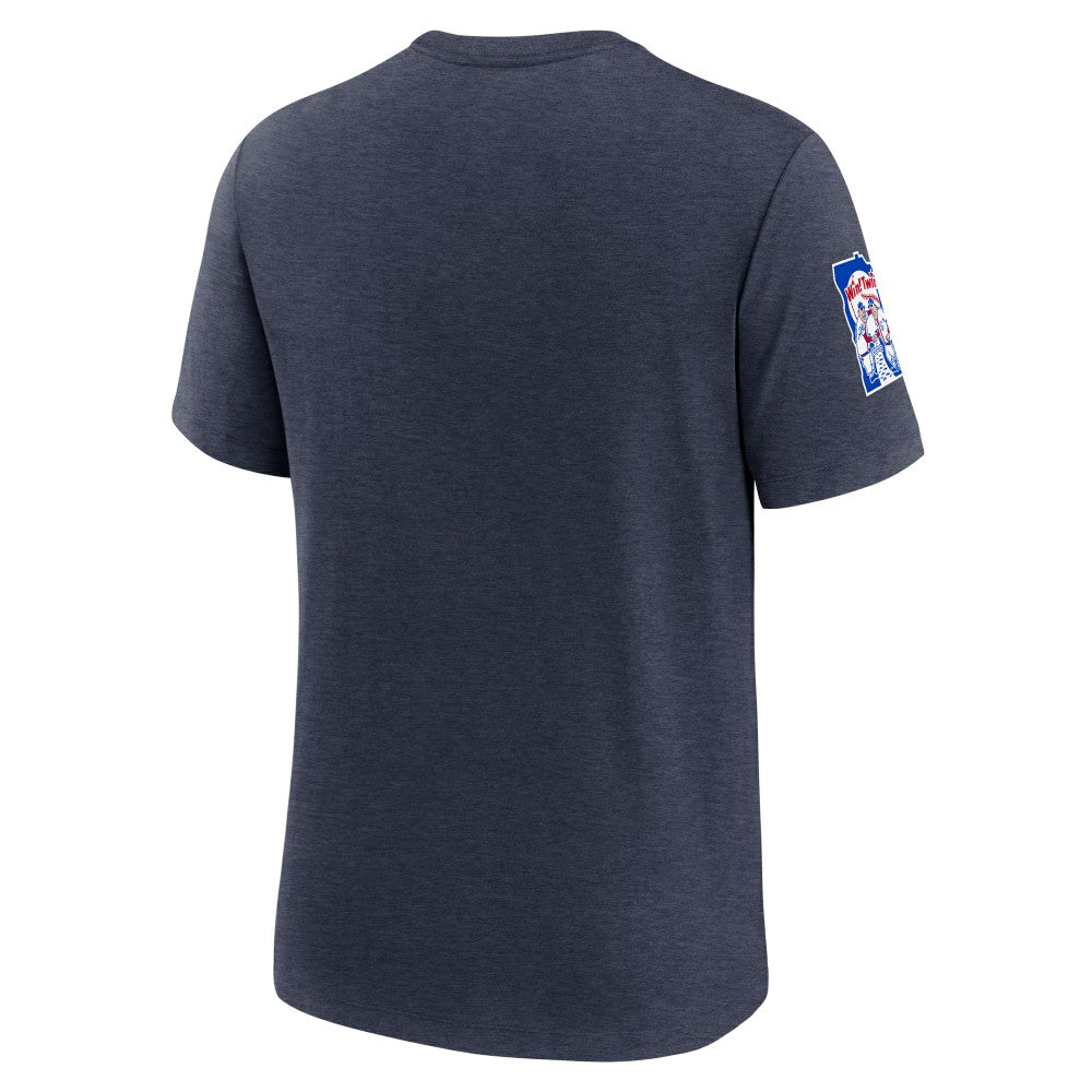 Minnesota Twins Cooperstown Collection Eras Tri-Blend T-Shirt Heather Navy