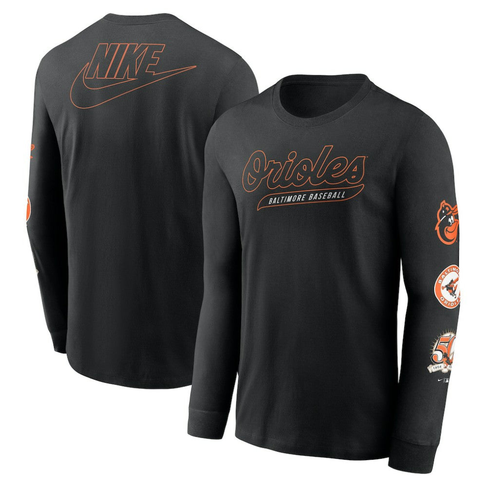 Baltimore Orioles Cooperstown Collection Knockout Long Sleeve T-Shirt Black