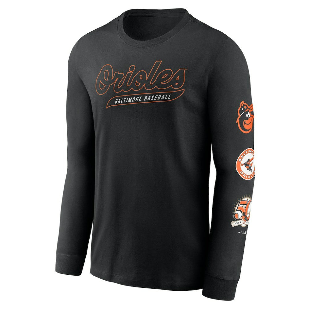 Baltimore Orioles Cooperstown Collection Knockout Long Sleeve T-Shirt Black