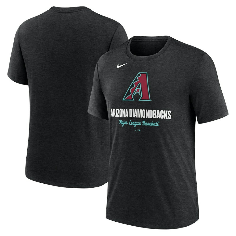 Arizona Diamondbacks Logo Tri-Blend T-Shirt Heather Black