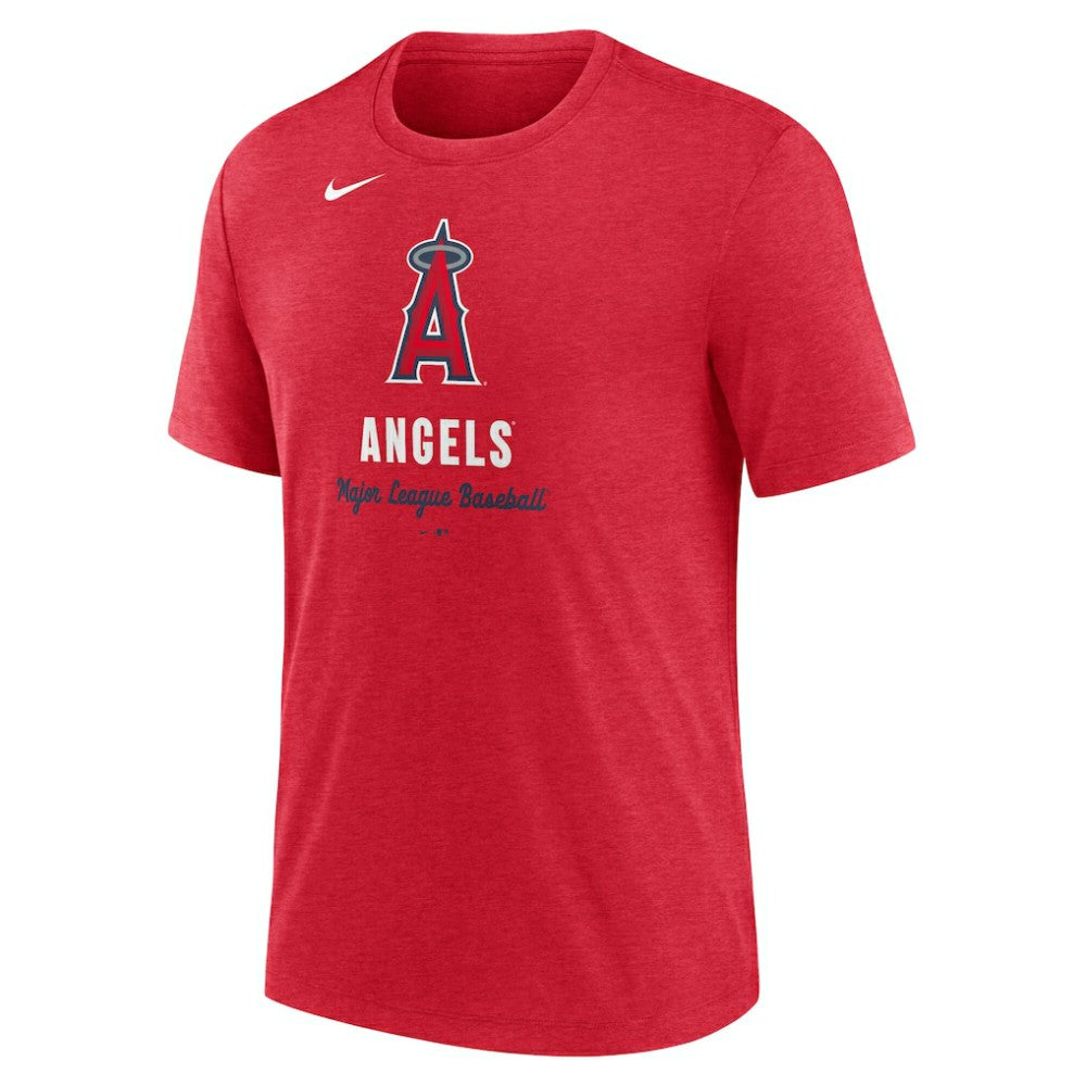 Los Angeles Angels Logo Tri-Blend T-Shirt Heather Red