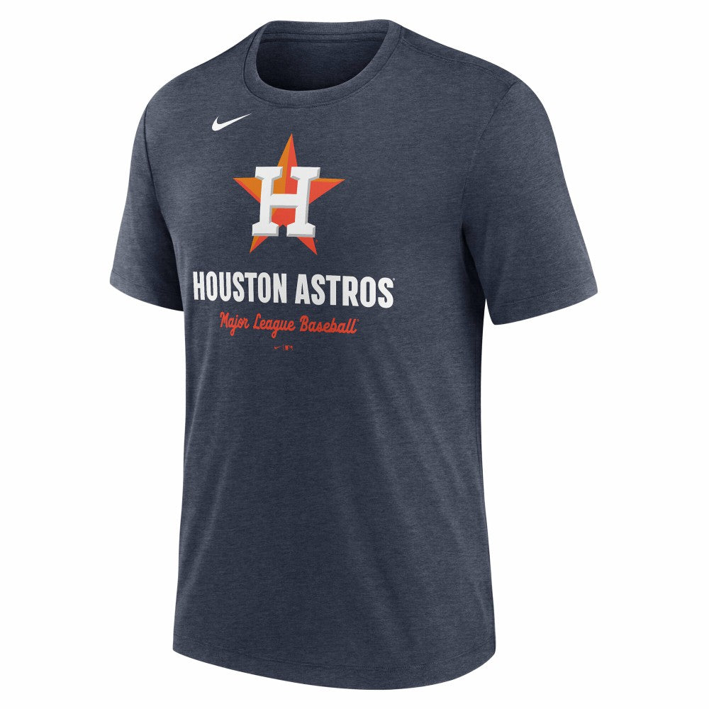 Houston Astros Logo Tri-Blend T-Shirt Heather Navy
