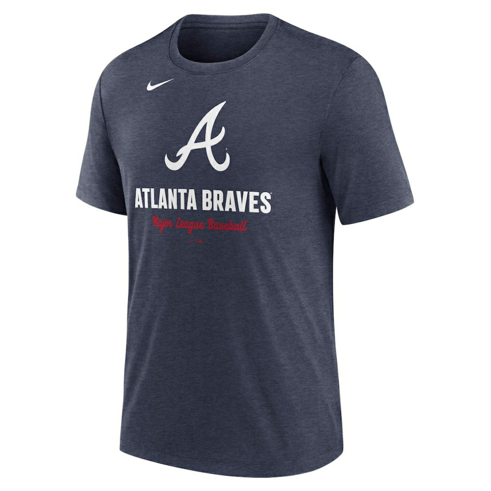 Atlanta Braves Logo Tri-Blend T-Shirt Heather Navy