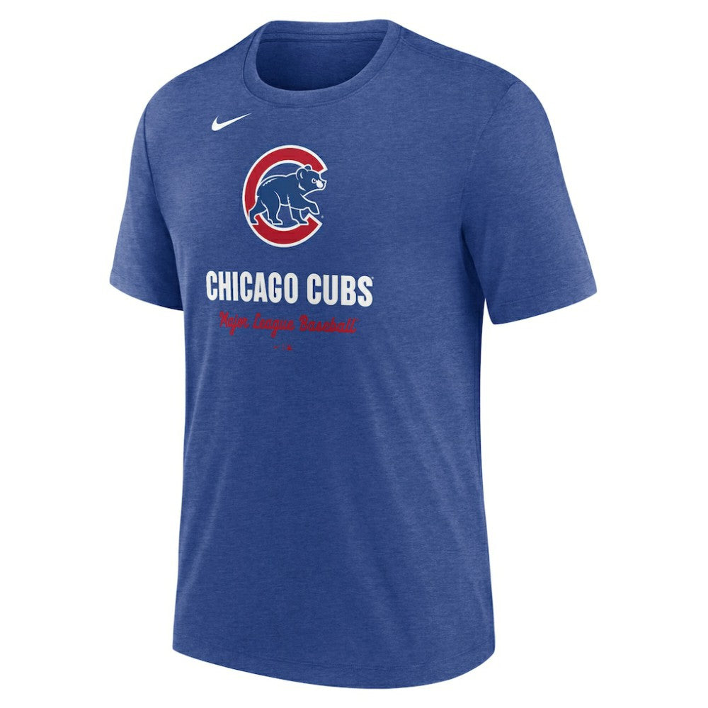 Chicago Cubs Logo Tri-Blend T-Shirt Heather Royal