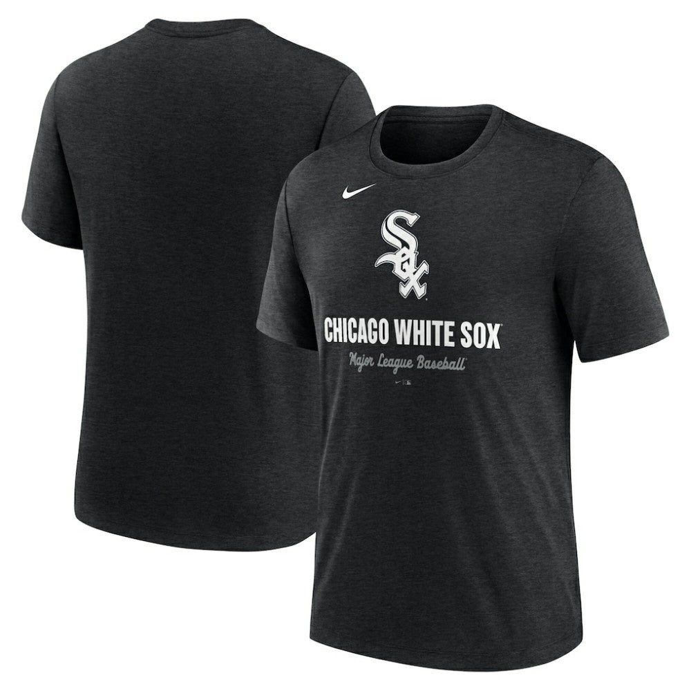 Chicago White Sox Logo Tri-Blend T-Shirt Heather Black