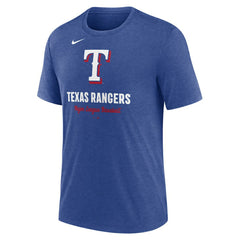 Texas Rangers Logo Tri-Blend T-Shirt Heather Royal