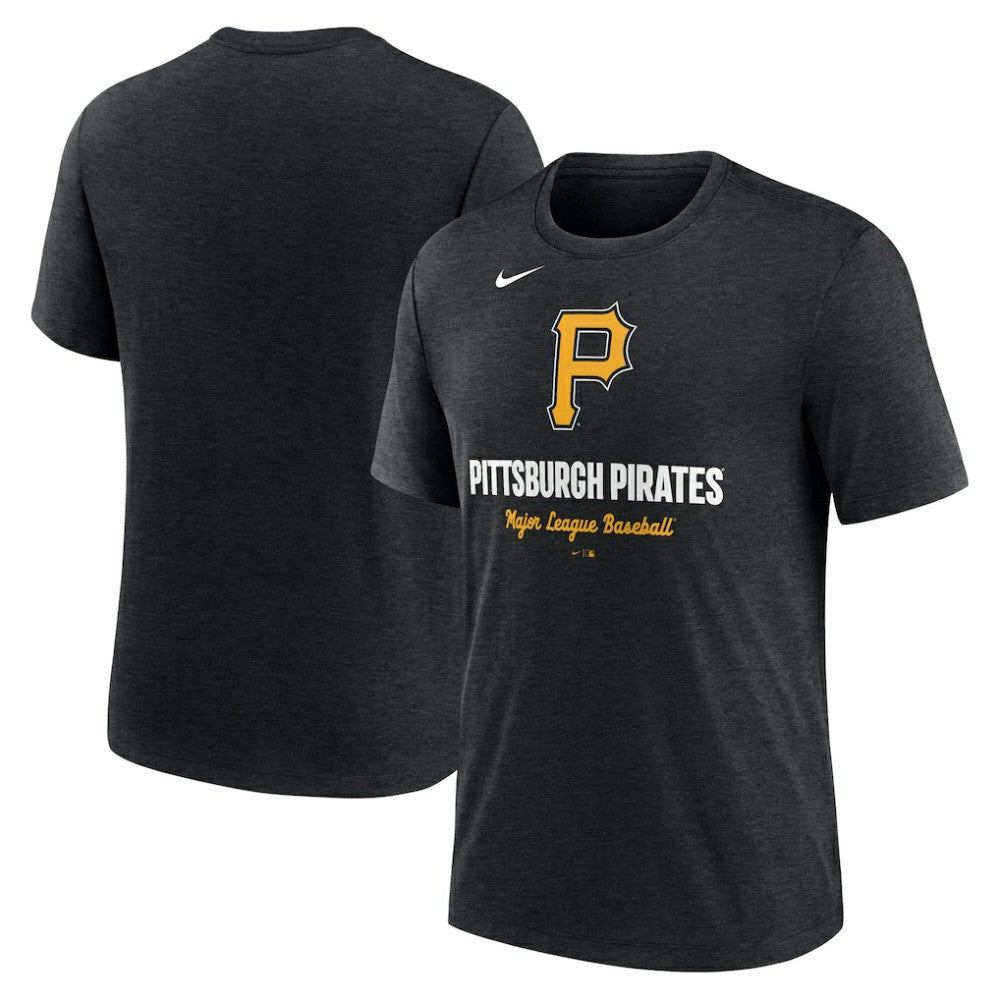 Pittsburgh Pirates Logo Tri-Blend T-Shirt Heather Black