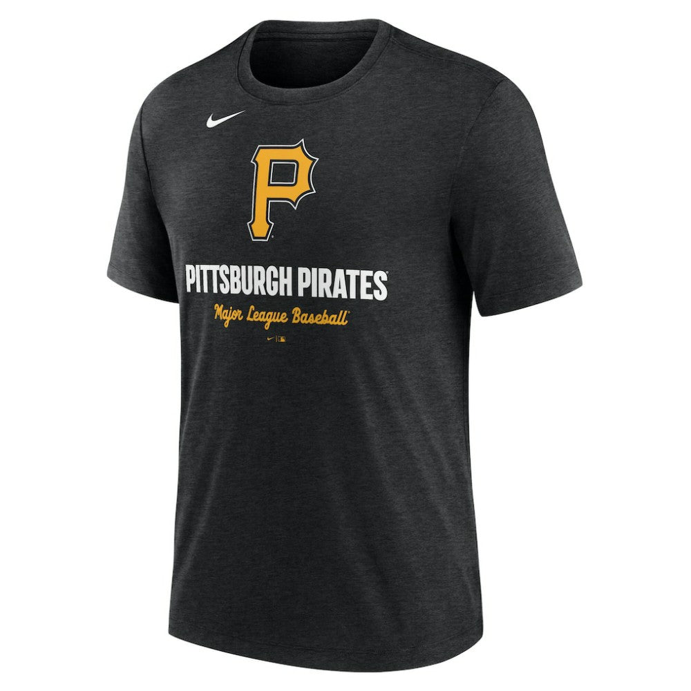 Pittsburgh Pirates Logo Tri-Blend T-Shirt Heather Black