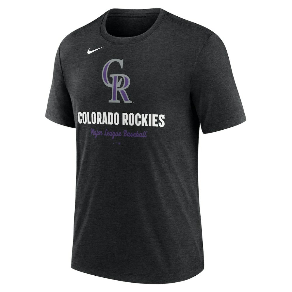 Colorado Rockies Logo Tri-Blend T-Shirt Heather Black