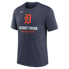 Detroit Tigers Logo Tri-Blend T-Shirt Heather Navy