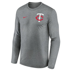 Minnesota Twins 2-Hit Legend Dri-FIT Long Sleeve T-Shirt Heather Charcoal