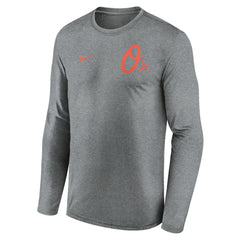 Baltimore Orioles 2-Hit Legend Dri-FIT Long Sleeve T-Shirt Heather Charcoal
