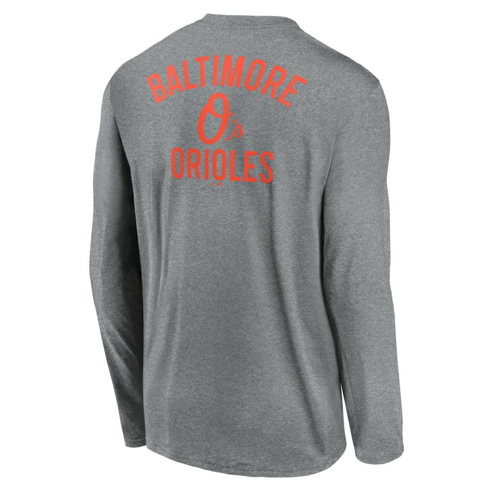 Baltimore Orioles 2-Hit Legend Dri-FIT Long Sleeve T-Shirt Heather Charcoal