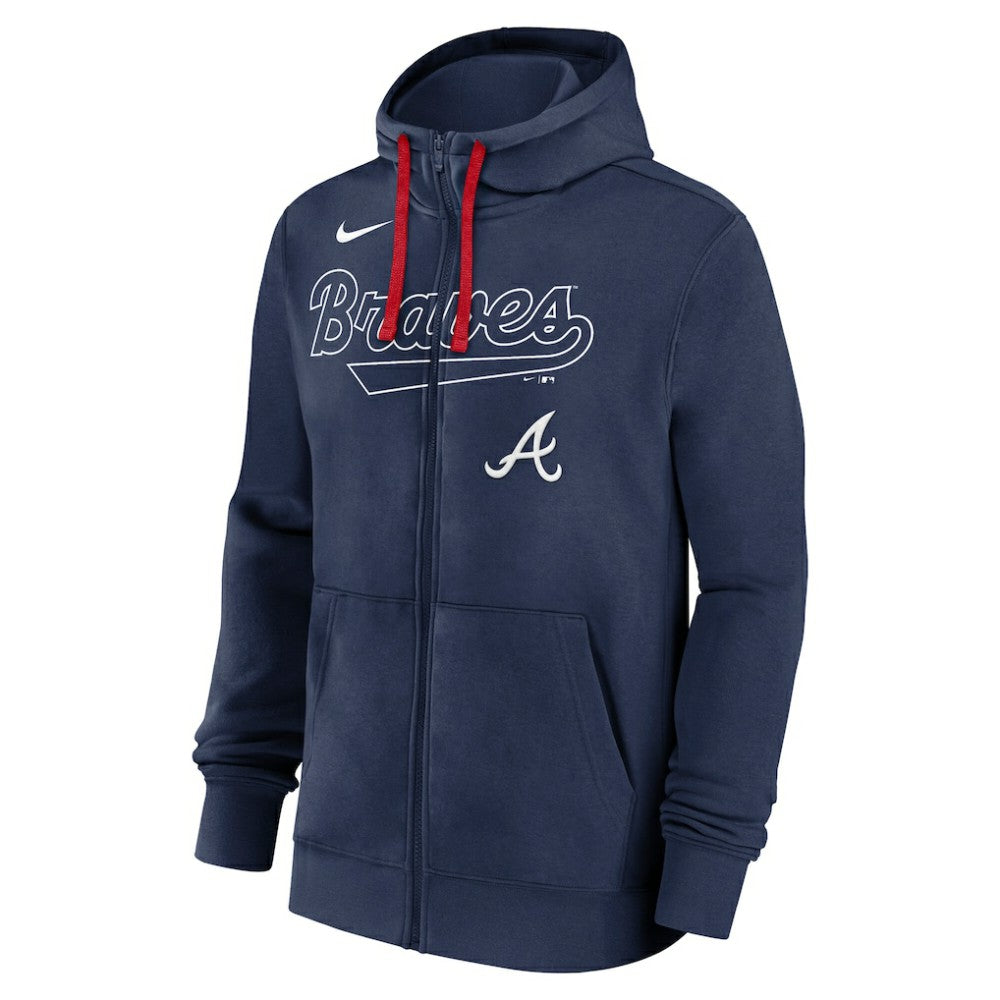 Atlanta Braves Knockout Script Full-Zip Hoodie Navy