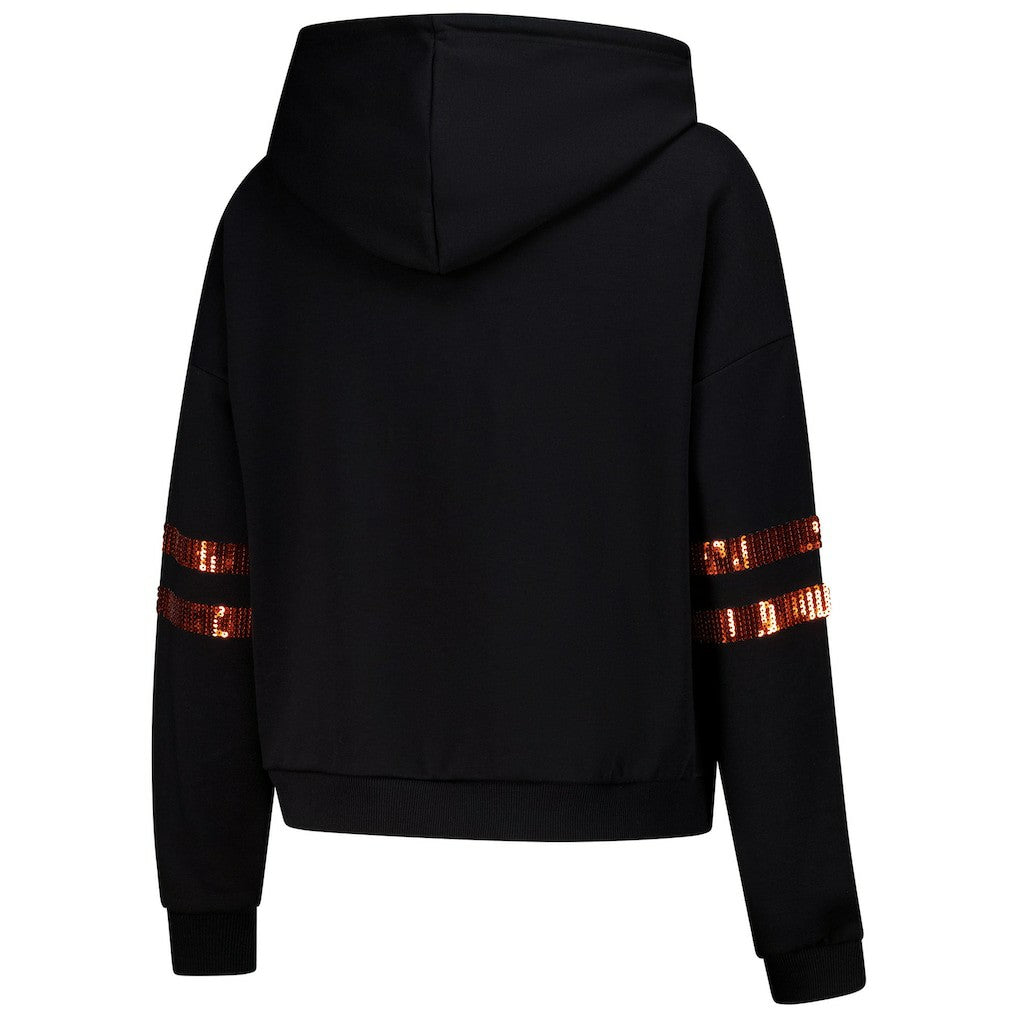 Cincinnati Bengals Cuce Women's Cropped Sequins Pullover Hoodie - Black outlet