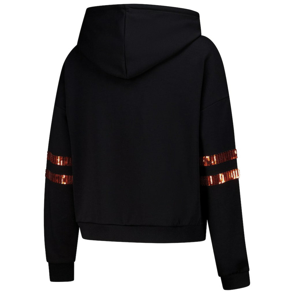 Cincinnati Bengals Cuce Women's Cropped Sequins Pullover Hoodie - Black outlet