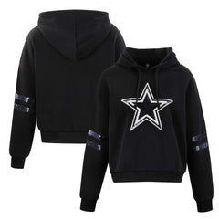 Dallas Cowboys Cuce Women's Cropped Sequins Pullover Hoodie - Black outlet