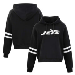 New York Jets Cuce Women's Cropped Sequins Pullover Hoodie - Black discount