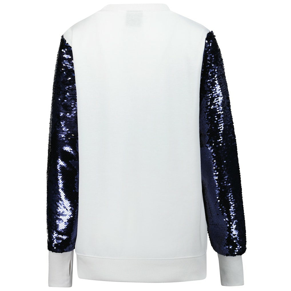 Dallas Cowboys Cuce Women's Sequin Sleeve V-Neck Pullover Sweatshirt- White on sale