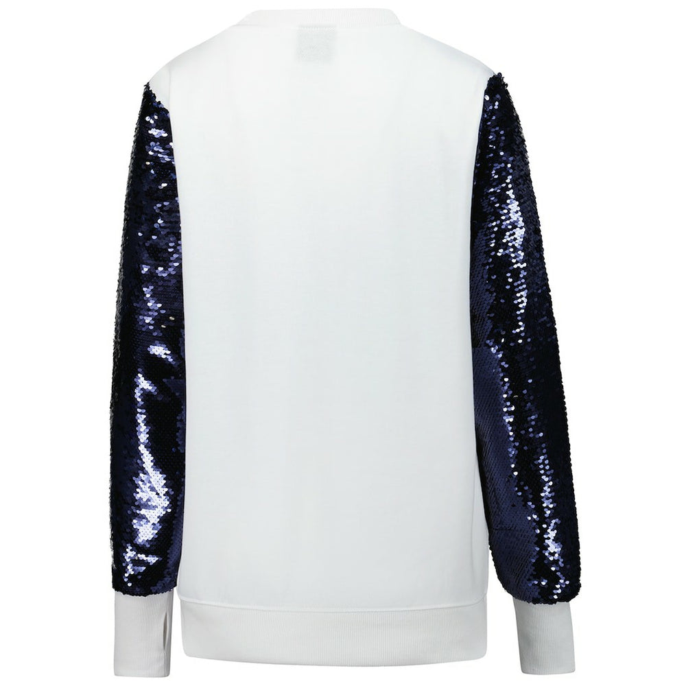 Dallas Cowboys Cuce Women's Sequin Sleeve V-Neck Pullover Sweatshirt- White on sale