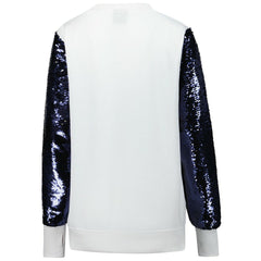 Dallas Cowboys Cuce Women's Sequin Sleeve V-Neck Pullover Sweatshirt- White on sale