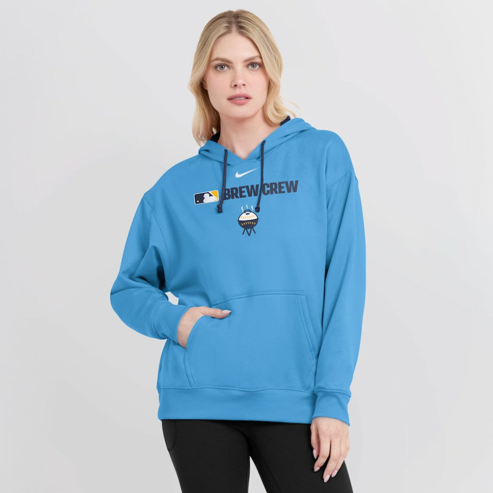 Milwaukee Brewers Women's City Connect Authentic Collection Therma-FIT Hoodie Powder Blue