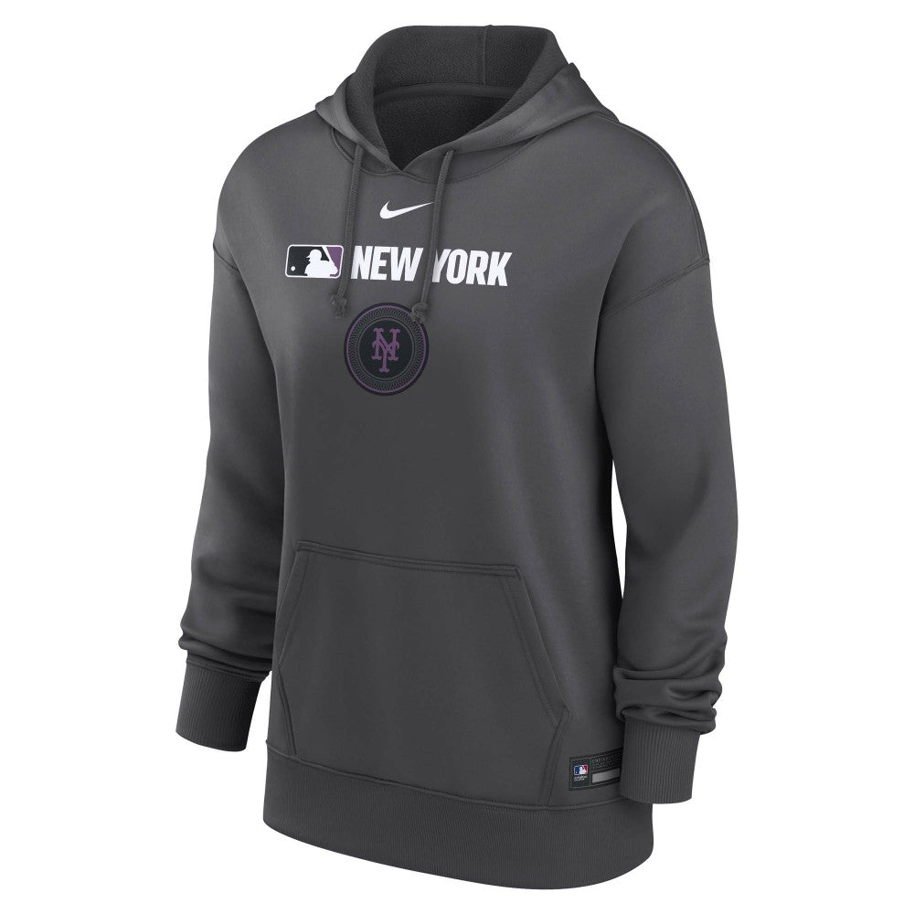 New York Mets Women's City Connect Authentic Collection Therma-FIT Hoodie Anthracite