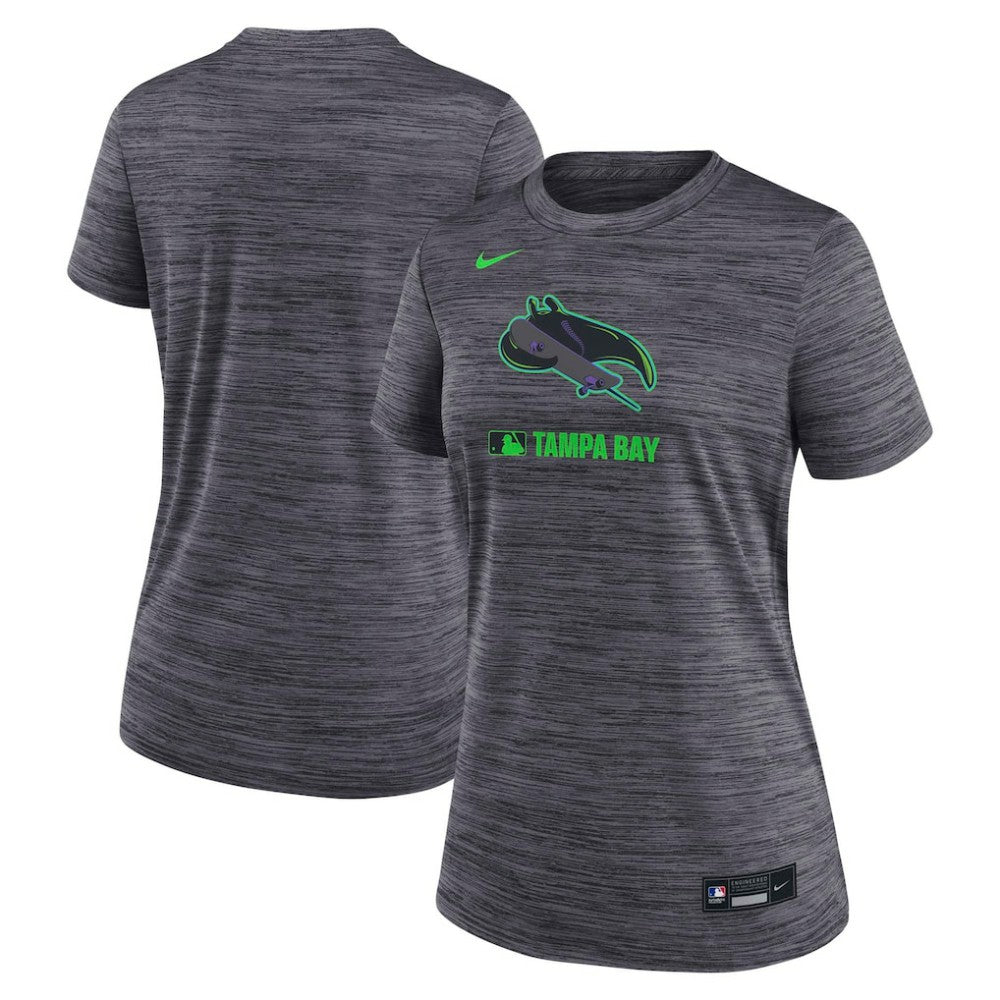 Tampa Bay Rays Women's Authentic Collection City Connect Velocity Dri-FIT T-Shirt Charcoal