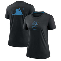 Miami Marlins Women's Authentic Collection Early Work Tri-Blend T-Shirt Black