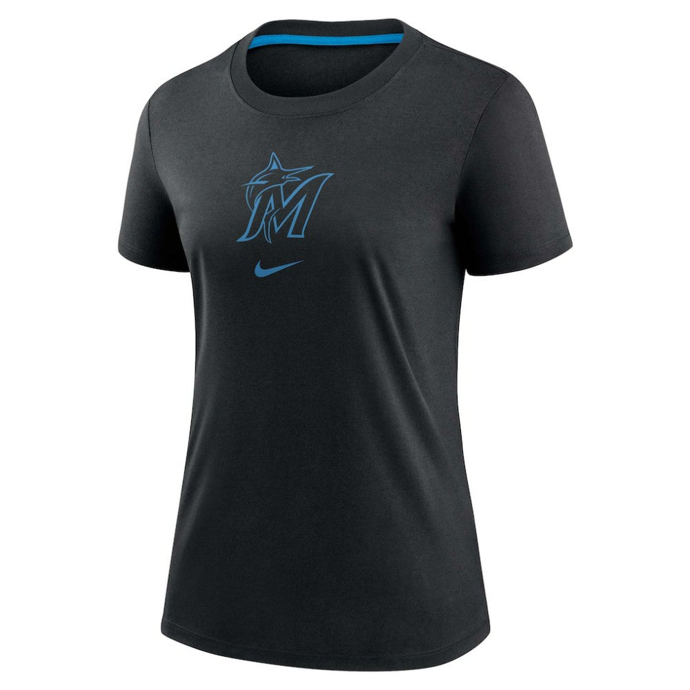 Miami Marlins Women's Authentic Collection Early Work Tri-Blend T-Shirt Black