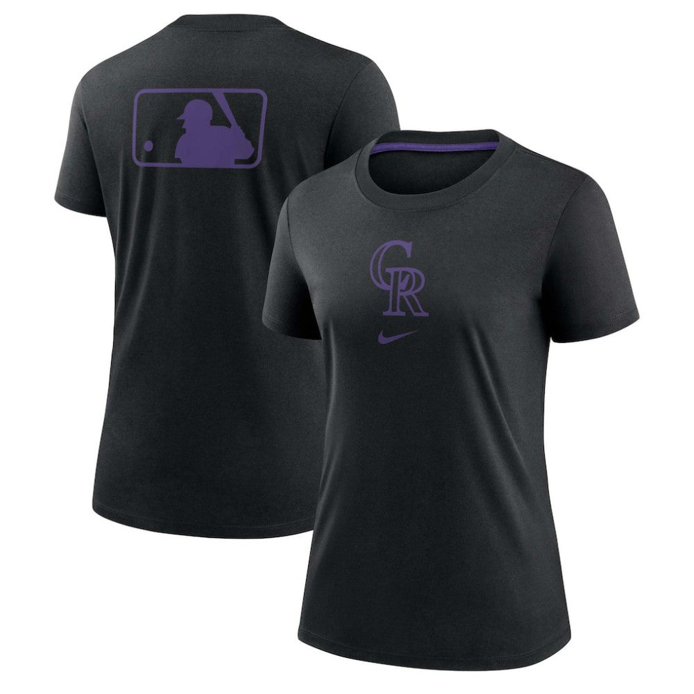 Colorado Rockies Women's Authentic Collection Early Work Tri-Blend T-Shirt Black