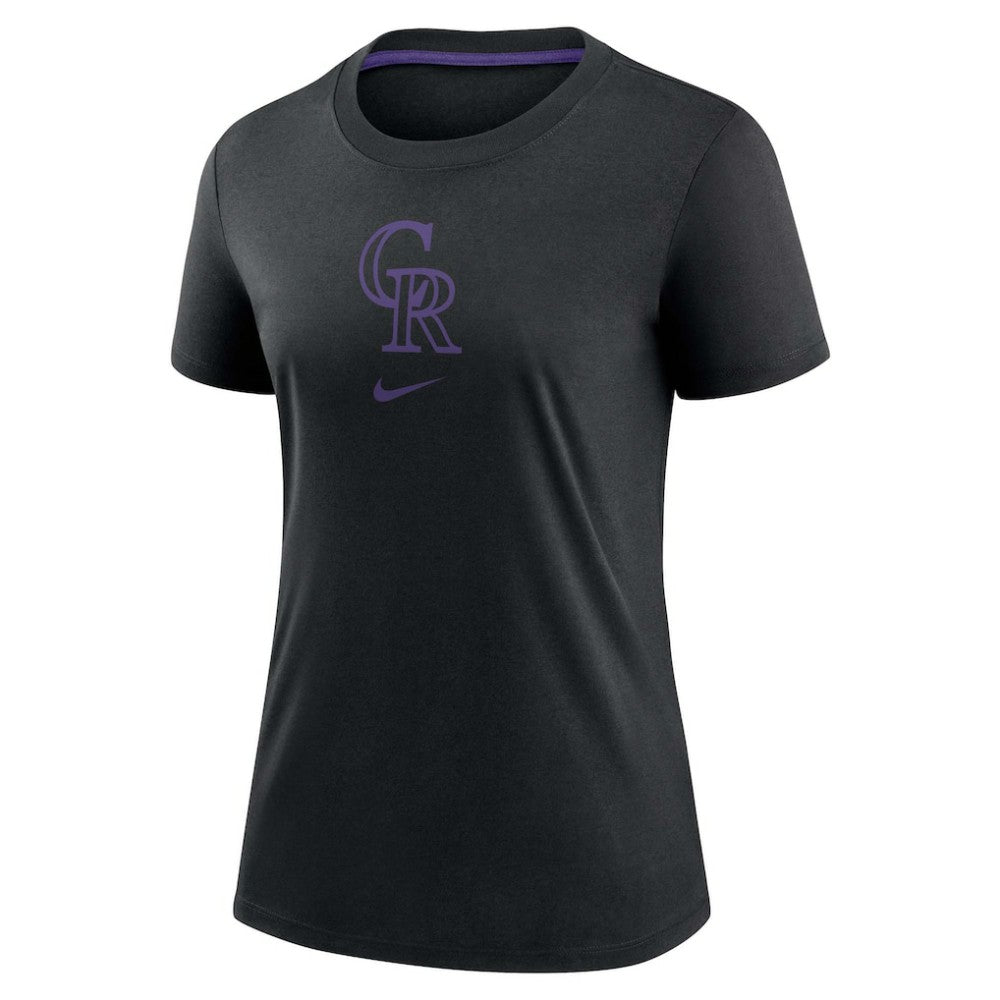Colorado Rockies Women's Authentic Collection Early Work Tri-Blend T-Shirt Black