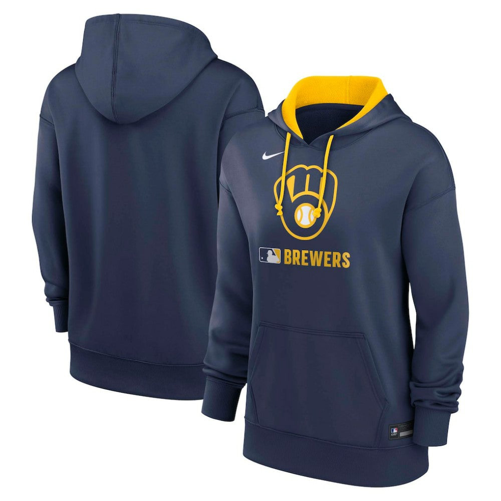 Milwaukee Brewers Women's Authentic Collection Therma-FIT Hoodie Navy