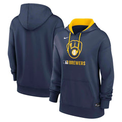 Milwaukee Brewers Women's Authentic Collection Therma-FIT Hoodie Navy