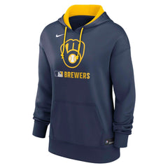 Milwaukee Brewers Women's Authentic Collection Therma-FIT Hoodie Navy