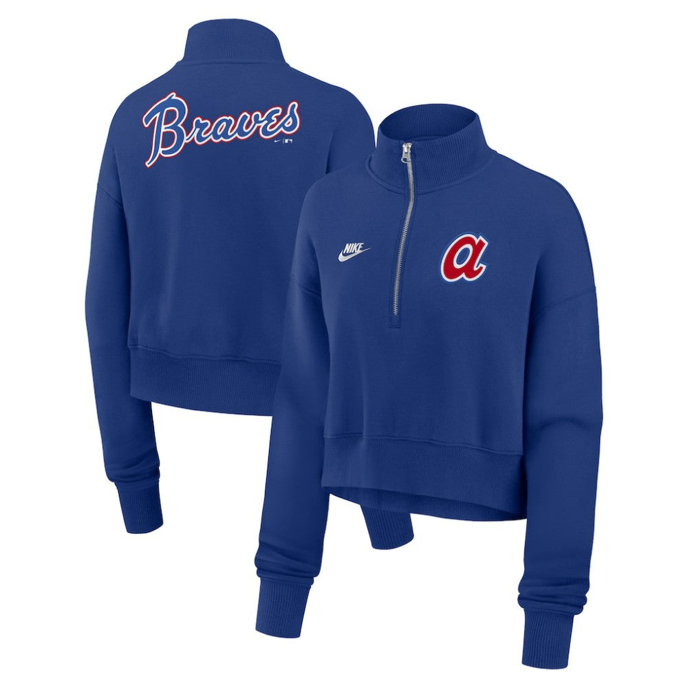 Atlanta Braves Women's Cooperstown Collection Phoenix Fleece Half-Zip Sweatshirt Royal
