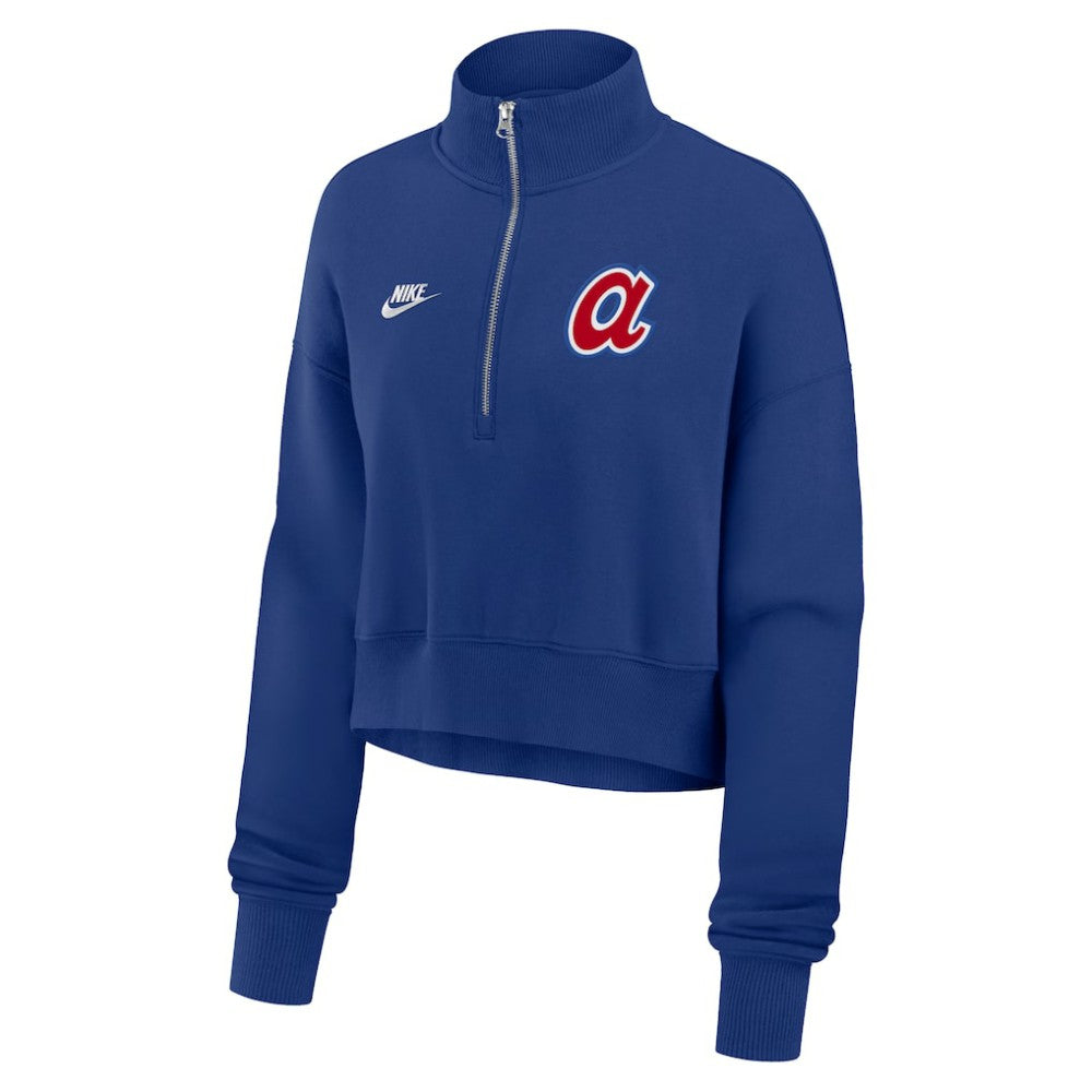 Atlanta Braves Women's Cooperstown Collection Phoenix Fleece Half-Zip Sweatshirt Royal