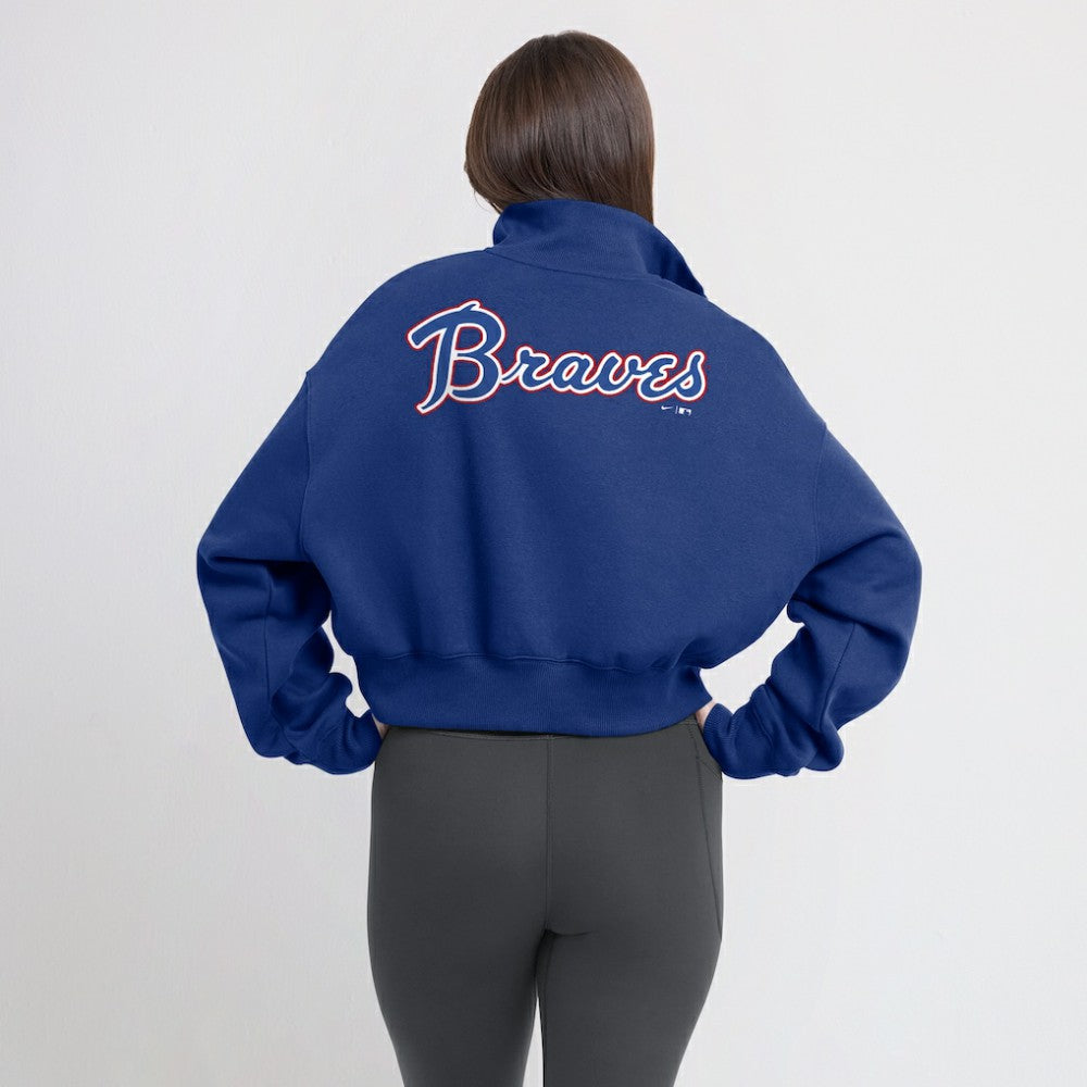 Atlanta Braves Women's Cooperstown Collection Phoenix Fleece Half-Zip Sweatshirt Royal