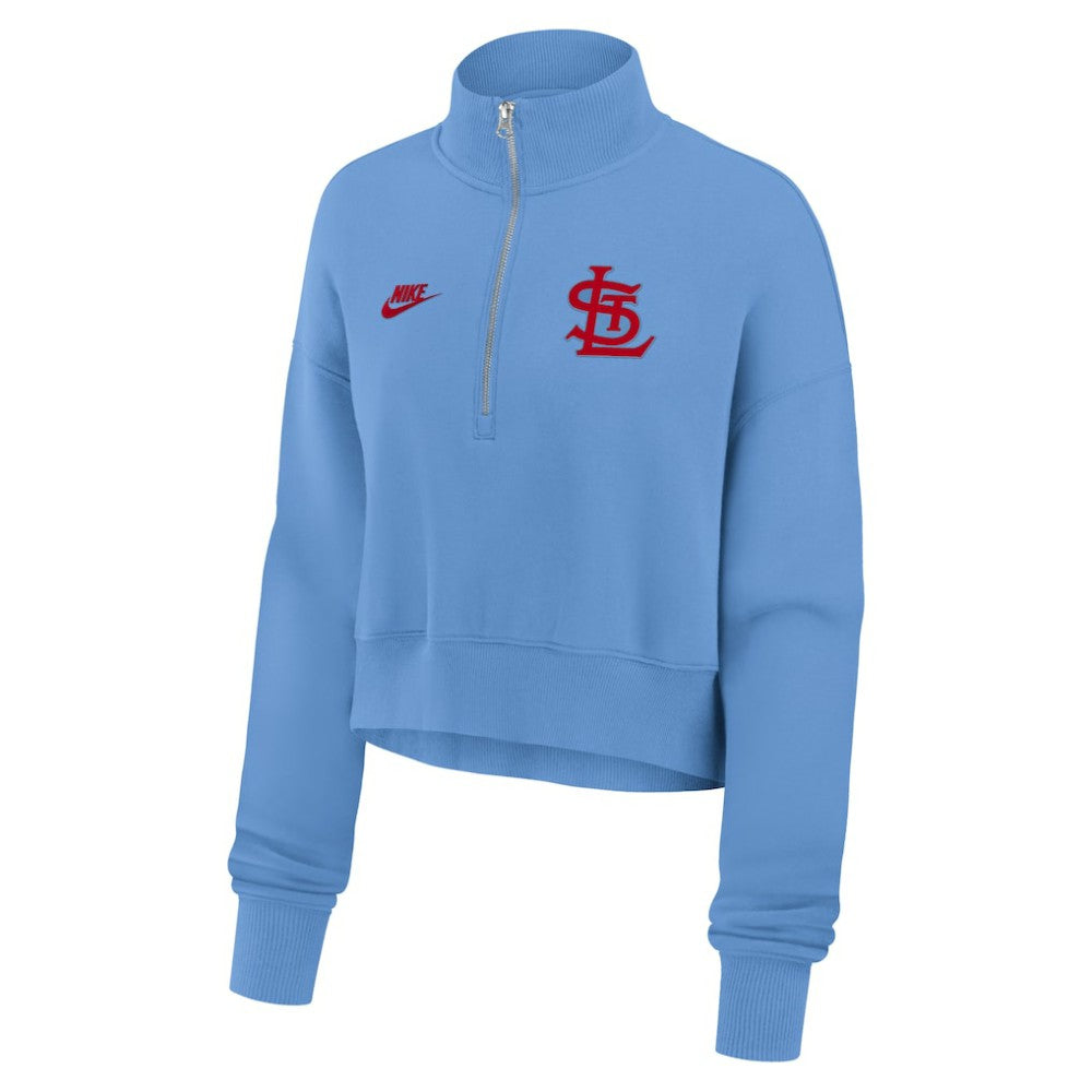 St. Louis Cardinals Women's Cooperstown Collection Phoenix Fleece Half-Zip Sweatshirt Light Blue