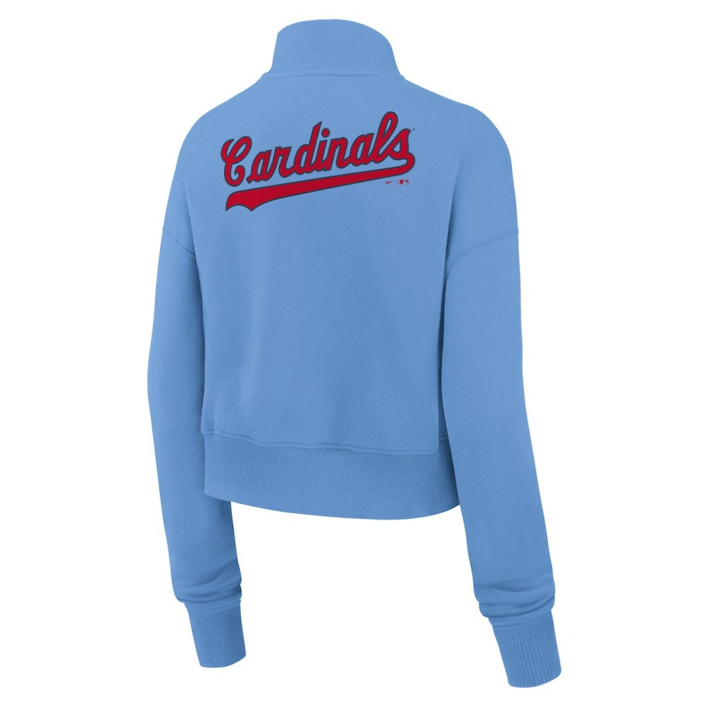 St. Louis Cardinals Women's Cooperstown Collection Phoenix Fleece Half-Zip Sweatshirt Light Blue
