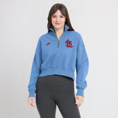 St. Louis Cardinals Women's Cooperstown Collection Phoenix Fleece Half-Zip Sweatshirt Light Blue