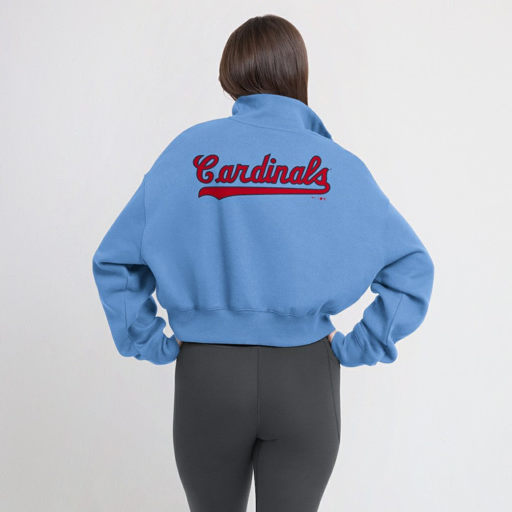 St. Louis Cardinals Women's Cooperstown Collection Phoenix Fleece Half-Zip Sweatshirt Light Blue