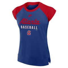 Atlanta Braves Women's Cooperstown Collection Raglan Dri-FIT T-Shirt Navy/Red