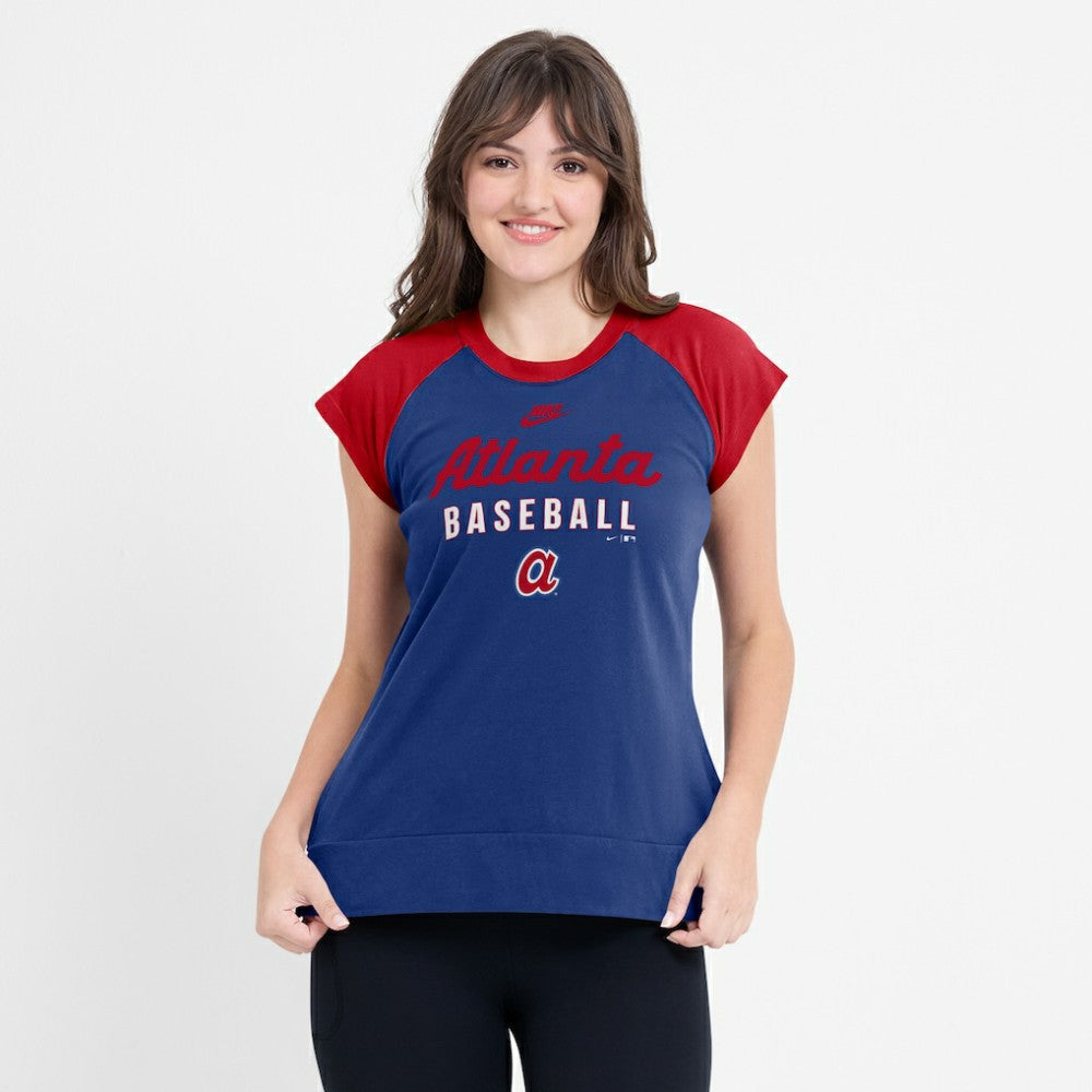 Atlanta Braves Women's Cooperstown Collection Raglan Dri-FIT T-Shirt Navy/Red