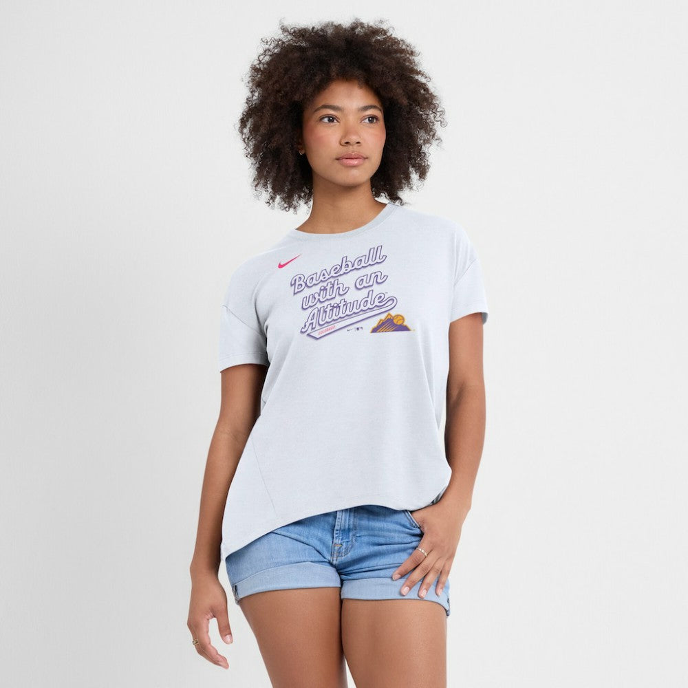 Colorado Rockies Women's 2025 City Connect Flowy Fashion Tri-Blend Dri-FIT T-Shirt White