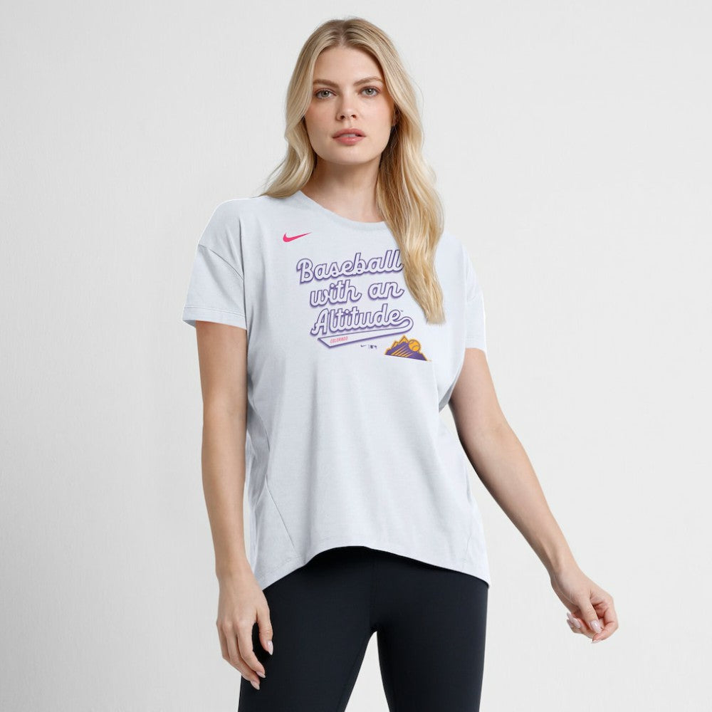 Colorado Rockies Women's 2025 City Connect Flowy Fashion Tri-Blend Dri-FIT T-Shirt White