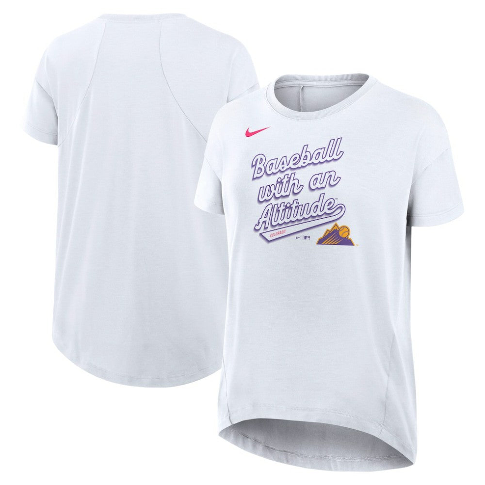 Colorado Rockies Women's 2025 City Connect Flowy Fashion Tri-Blend Dri-FIT T-Shirt White